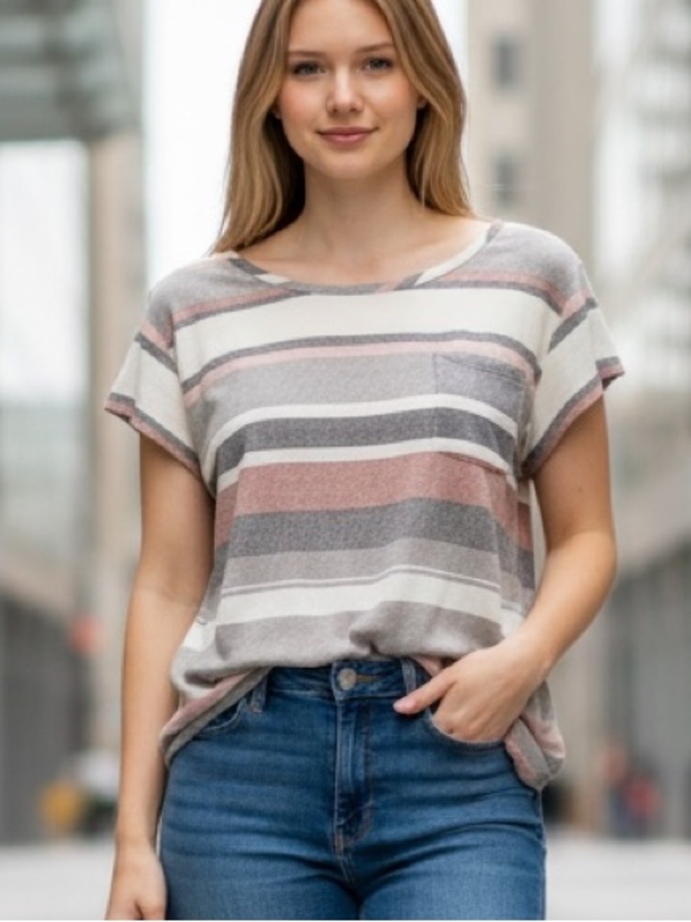 NWT Rose & Thyme Striped Top Size Large